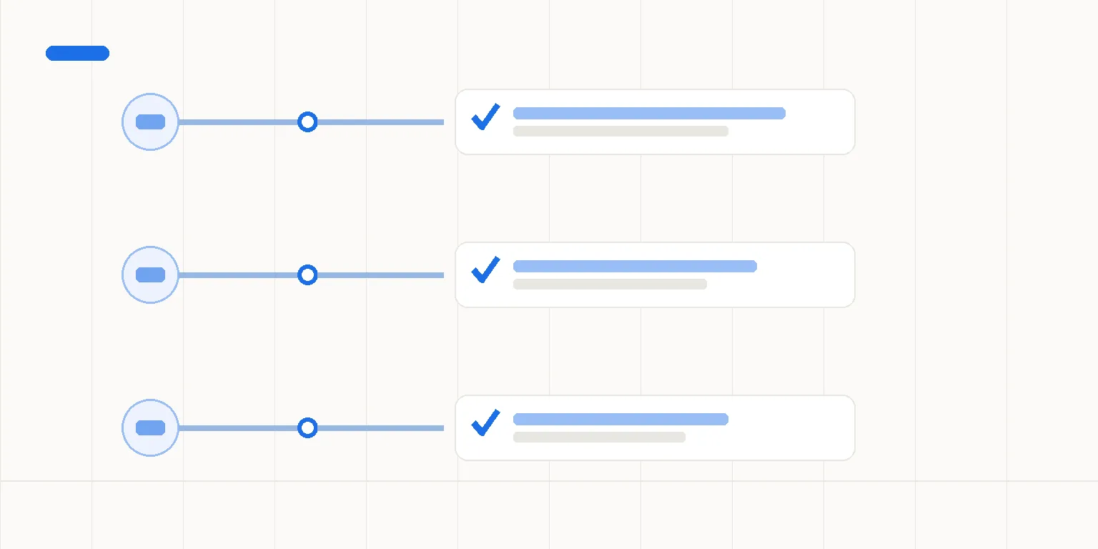 Abstract illustration of three parallel automation pipelines, each ending in a checked-off result card — three workflows that run themselves