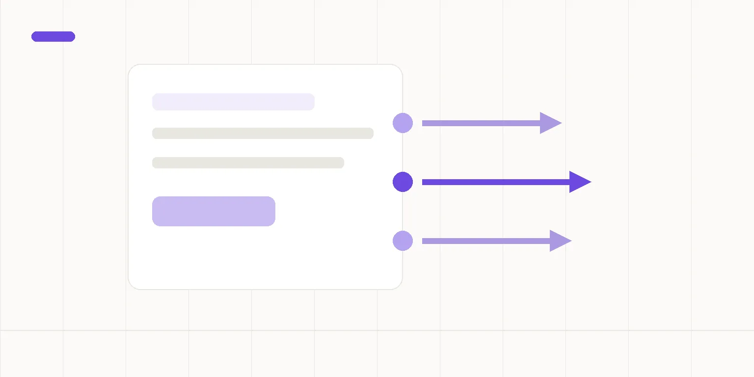 Abstract illustration: a website card with customer dots leaving as arrows — a website driving customers away